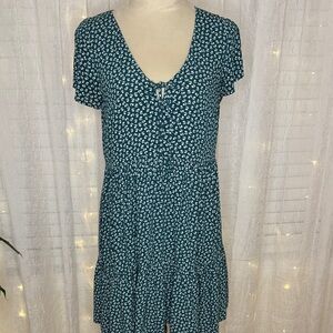 American Eagle Outfitters Teal Floral Midi Dress